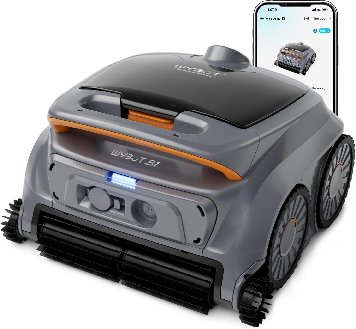 WYBOT B1 Cordless Robotic Pool Vacuum Inground App Navigation Gray 2026 NEW