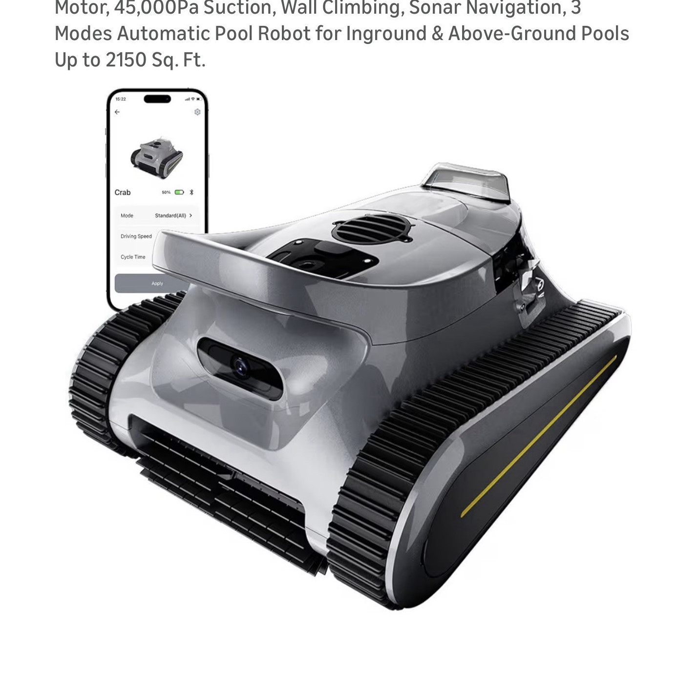 Seauto ABYS 300 Cordless Robotic Pool Cleaner 180W Sonar 2150sq.ft