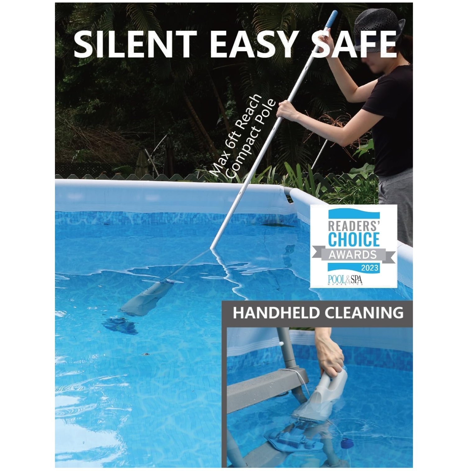 Cordless Handheld Pool Vacuum for Above Ground Poo