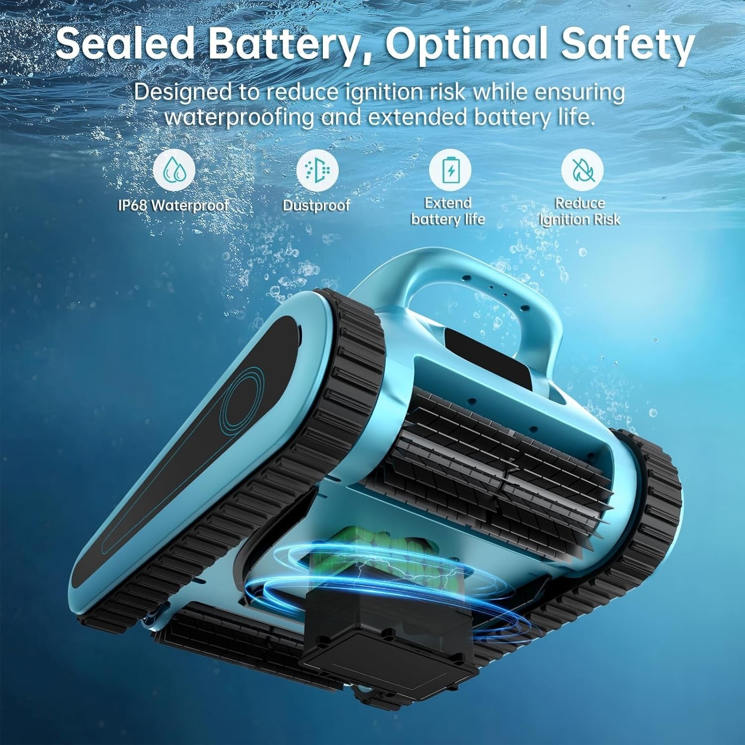 Cordless Robotic Pool Cleaner, Smart Navigation, 150min Runtime, 180W