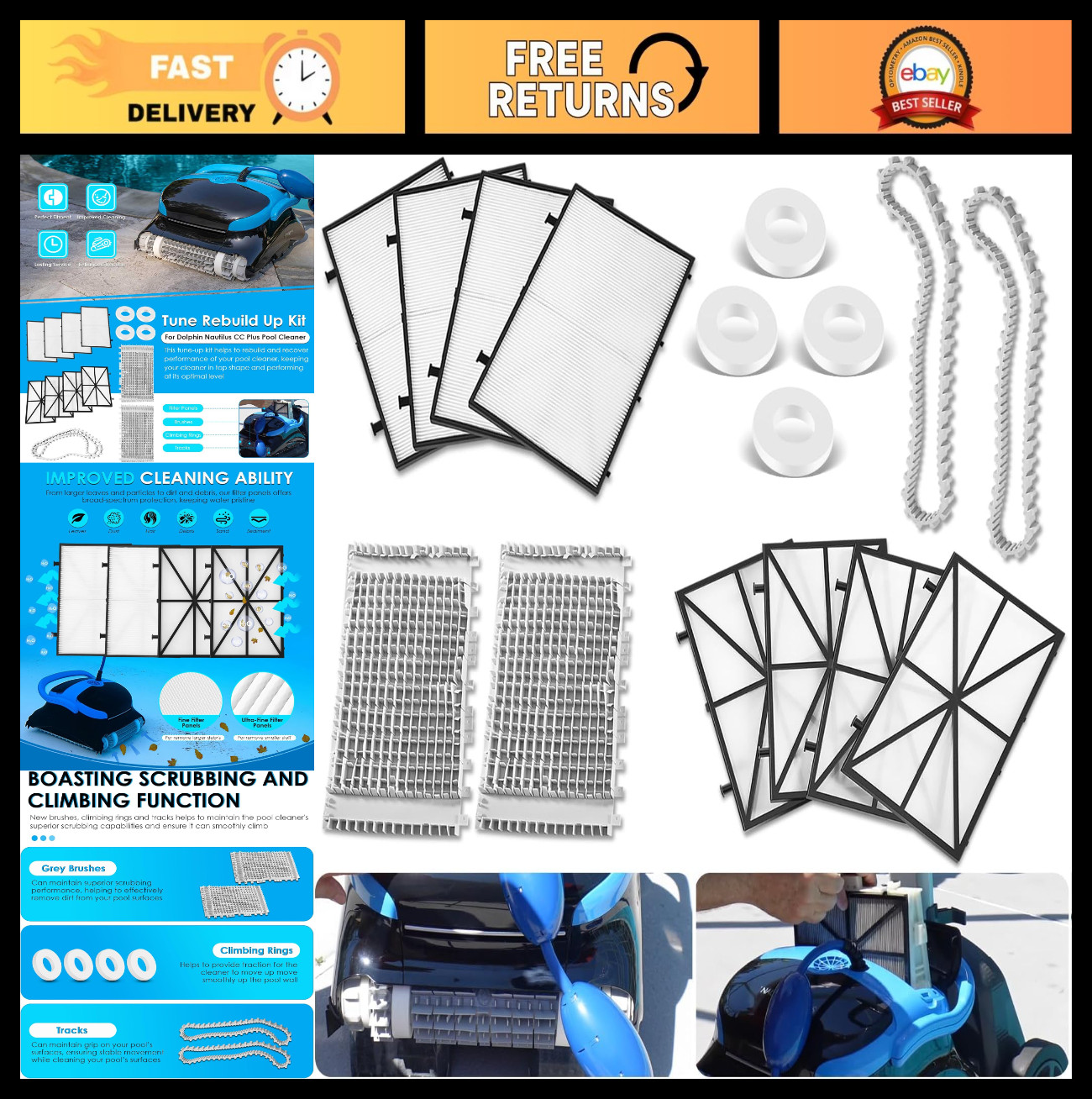 CC Plus Tune Up Rebuild Kit – Fine Filter Panels, Grey Brushes, Tracks & Rings f