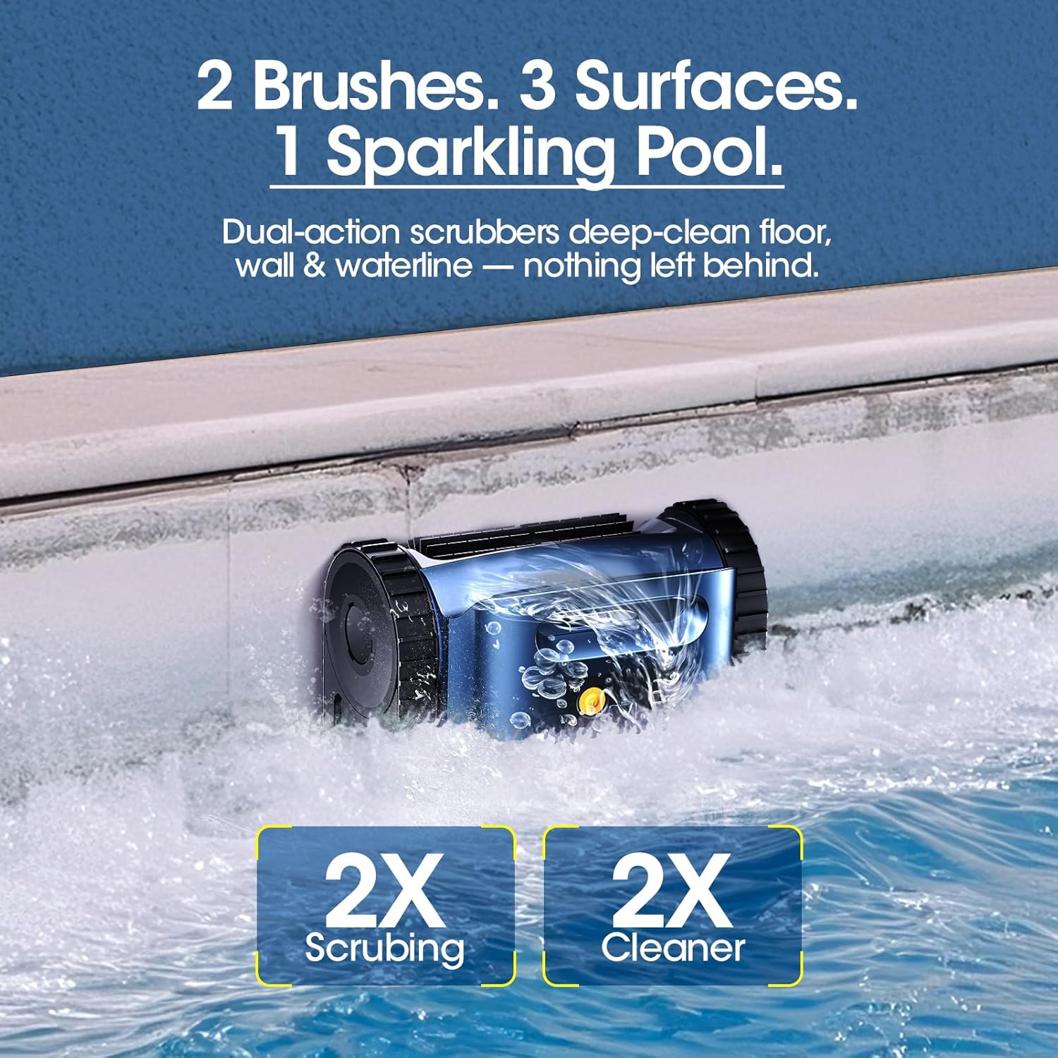 Cordless Robotic Pool Vacuum with Smarter Navigation & Track Drive, Dual 180W Br