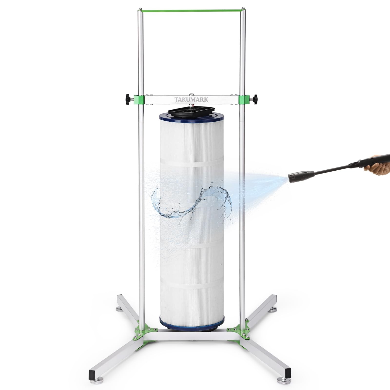 Pool Filter Cleaner Stand with Stainless Steel Bearing for 3″,4″,6″ Cartridges