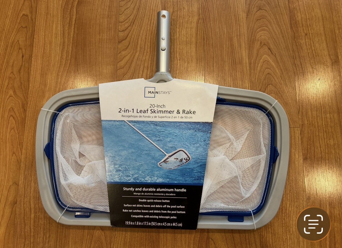 MAINSTAYS 20 in 2-in-1 Leaf Skimmer & Rake For Pool