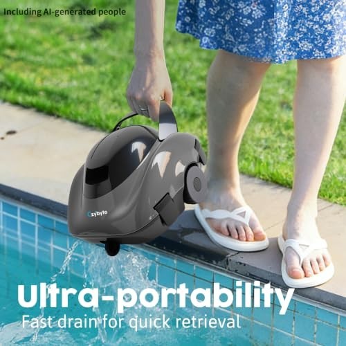 Cordless Robotic Pool Cleaner 18.5 GPM 120 Min Runtime 2.5L Basket Self-Parking