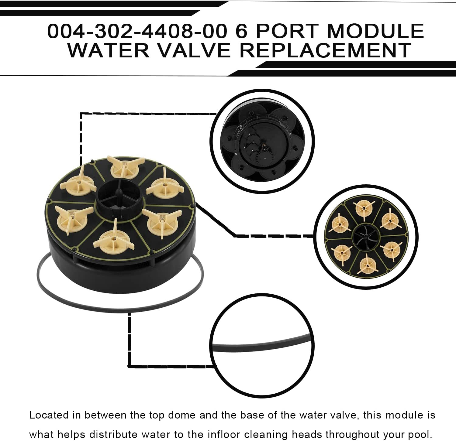 For Paramount 004-302-4408-00 6 Port Module with Valve Shell Oring, Black