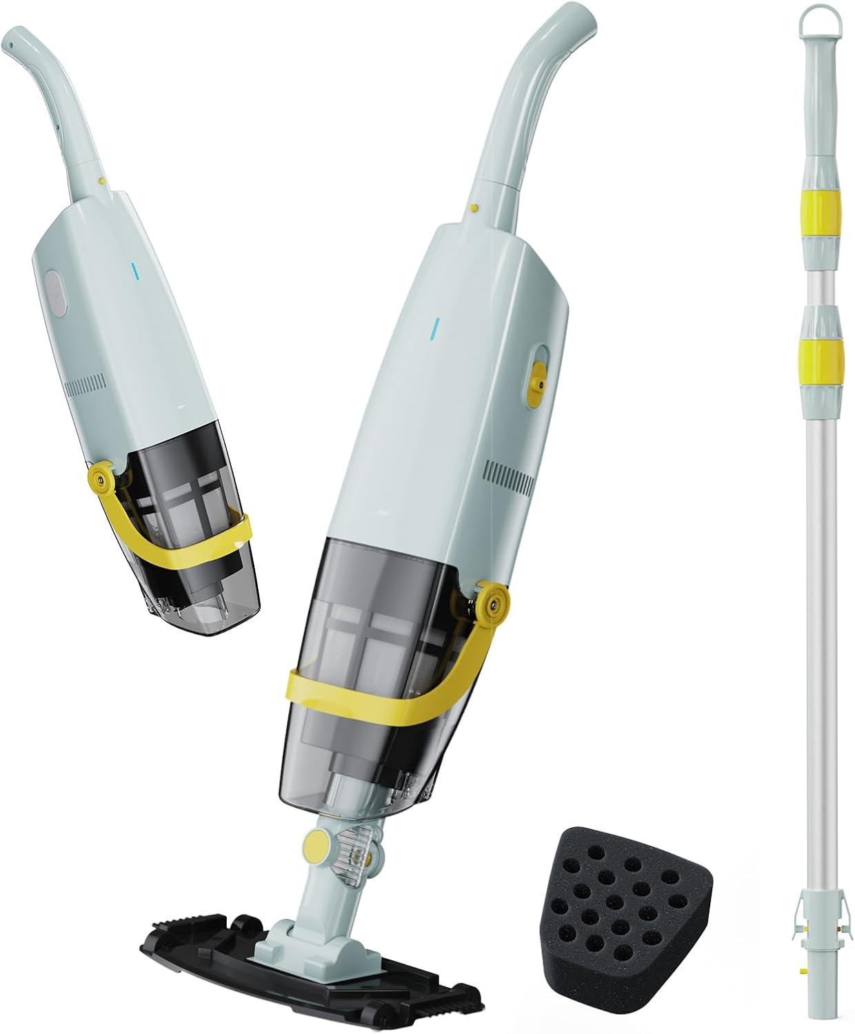 (2025 Upgraded) Cordless Handheld Pool Vacuum, Rechargeable Pool Cleaner with Te