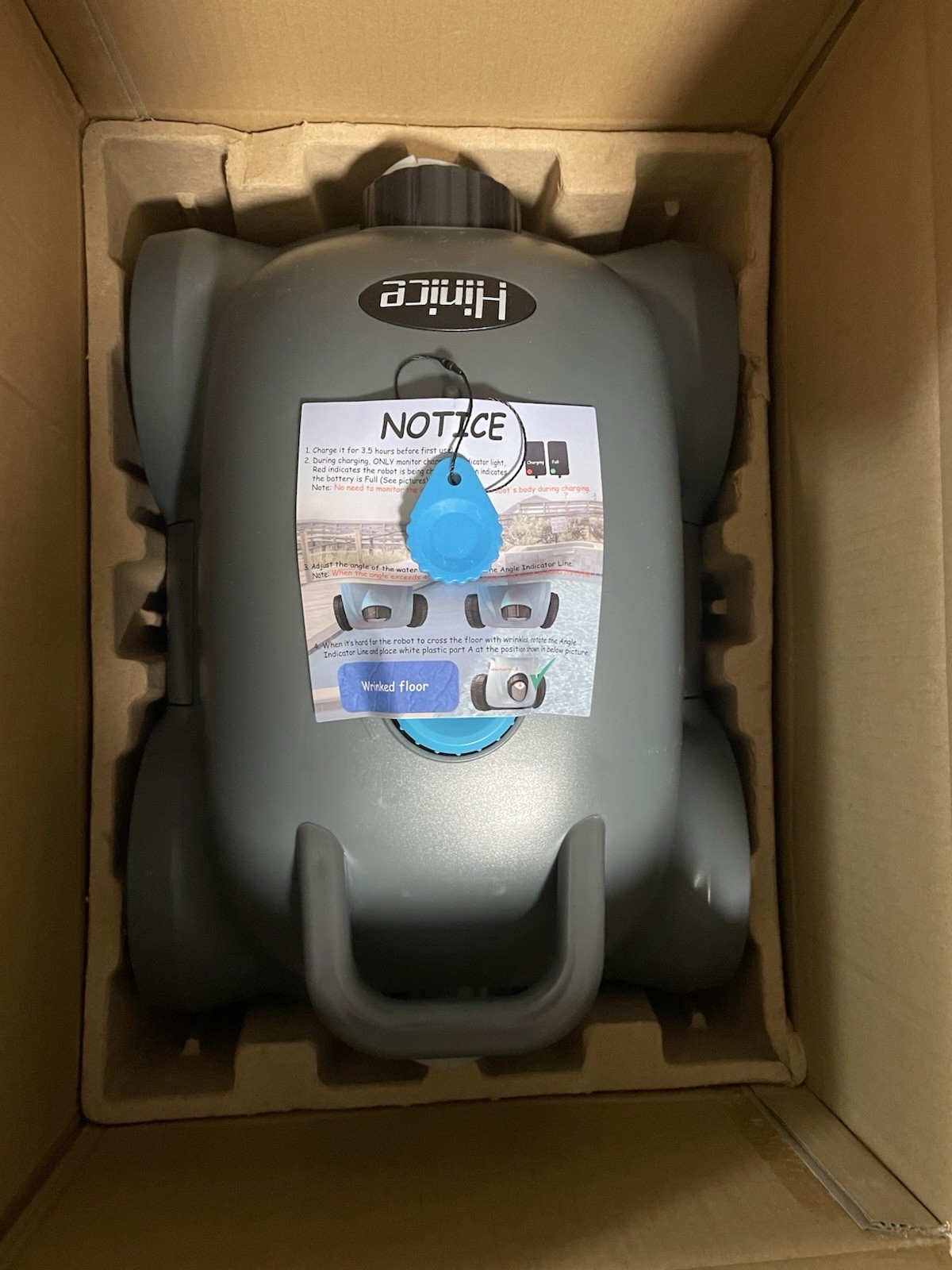 Hinice Cordless Robotic Pool Cleaner Auto Vacuum 150‑Min Runtime Dark Grey