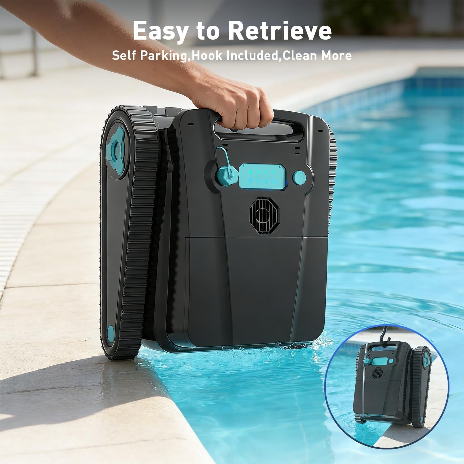 KKI H2 Cordless Robotic Pool Cleaner, Smart Vacuum, Self-Parking, FREE SHIP!