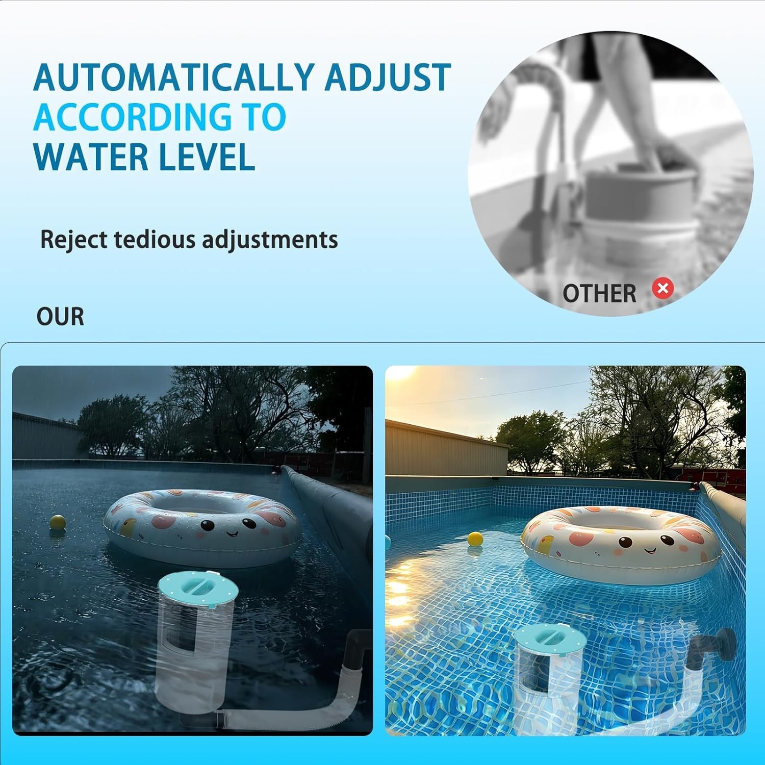 Swimming Pool Wall Mount Surface Skimmer Above Ground Pool Debris Cleaner Basket