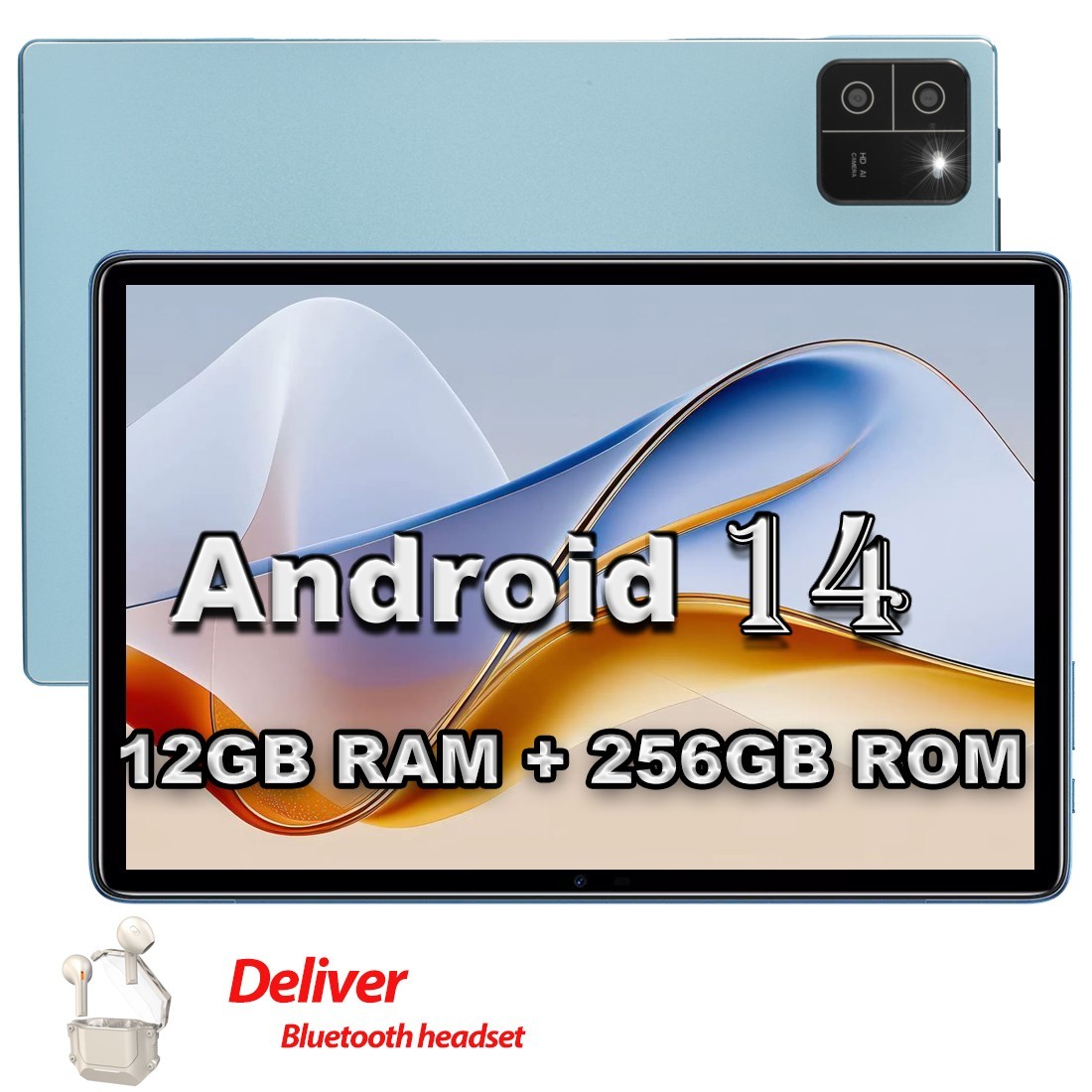 Gaming WiFi Tablet Android14 12GB RAM 256GB ROM Tablet Octa-core 2.4G+5G 8000mAh
