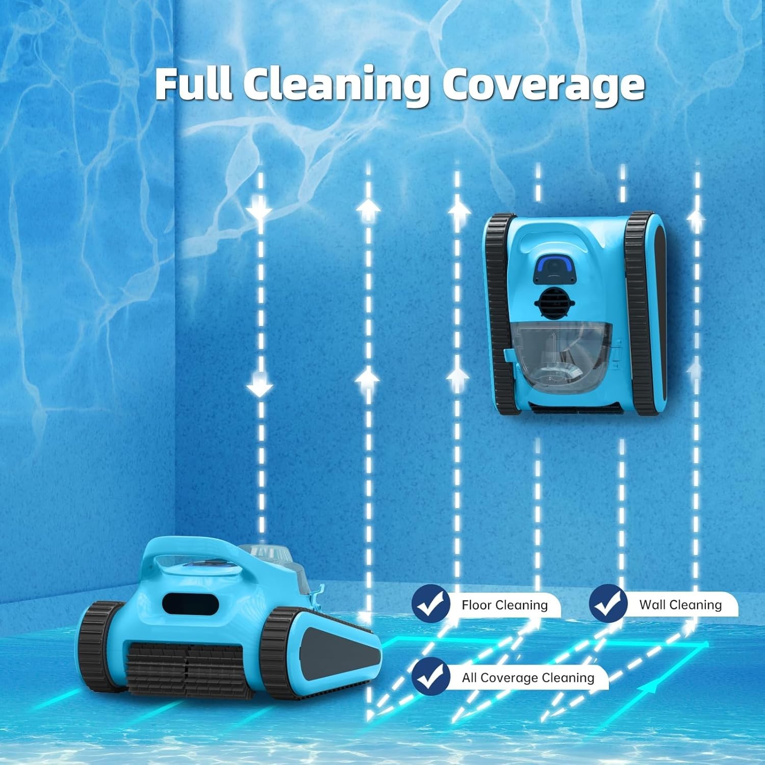 Robotic Pool Cleaner Cordless Wall Climbing Pool Vacuum Robot for Inground Pools