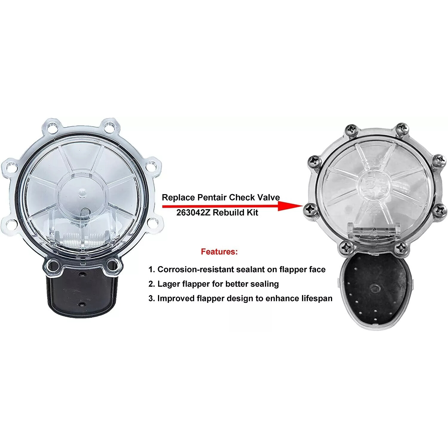 Pool Check Valve Rebuild Kit 263042Z For Pentair 2″ CPVC Check Valve 263042