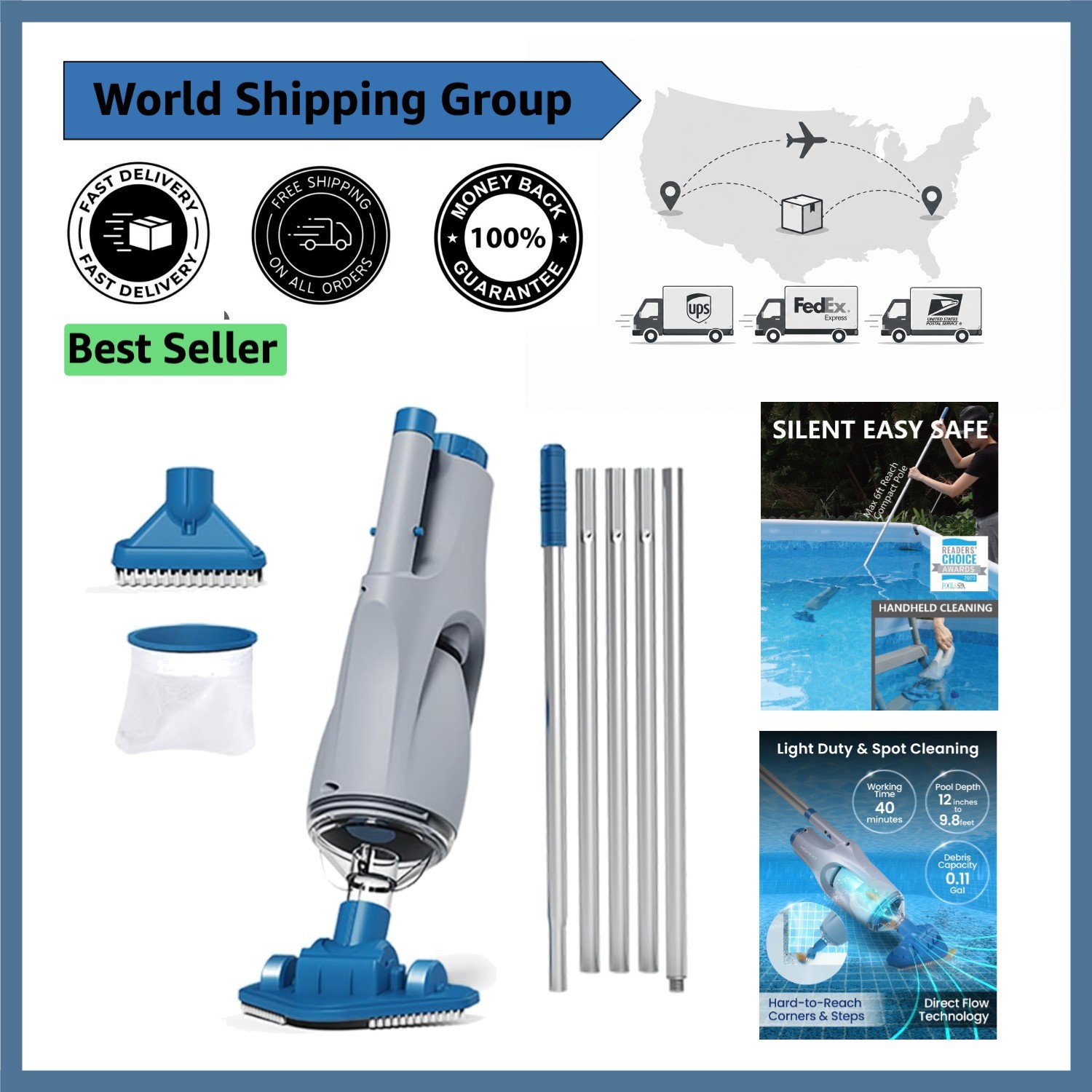 Waterproof Handheld Vacuum for Above Ground Pools – Lightweight & Silent