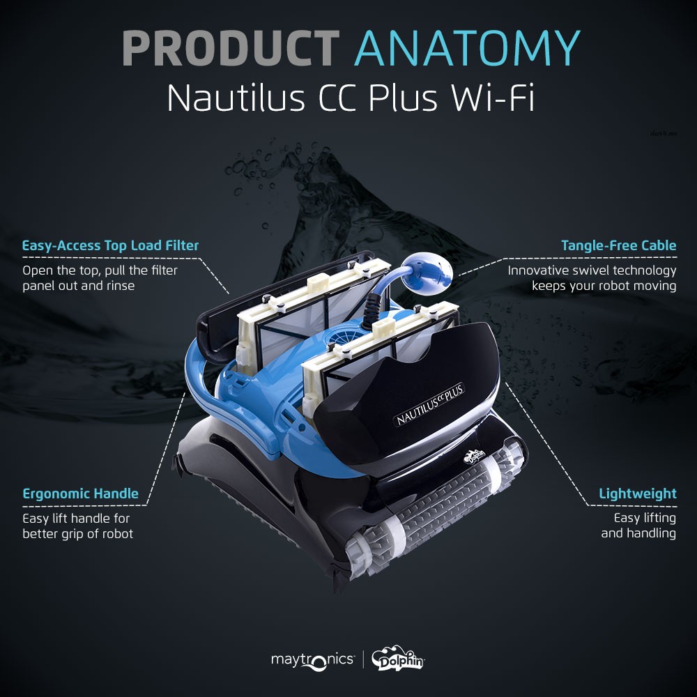 Dolphin Nautilus CC Plus Robotic Pool [Vacuum] Cleaner with Wi-Fi Pool Cleaning