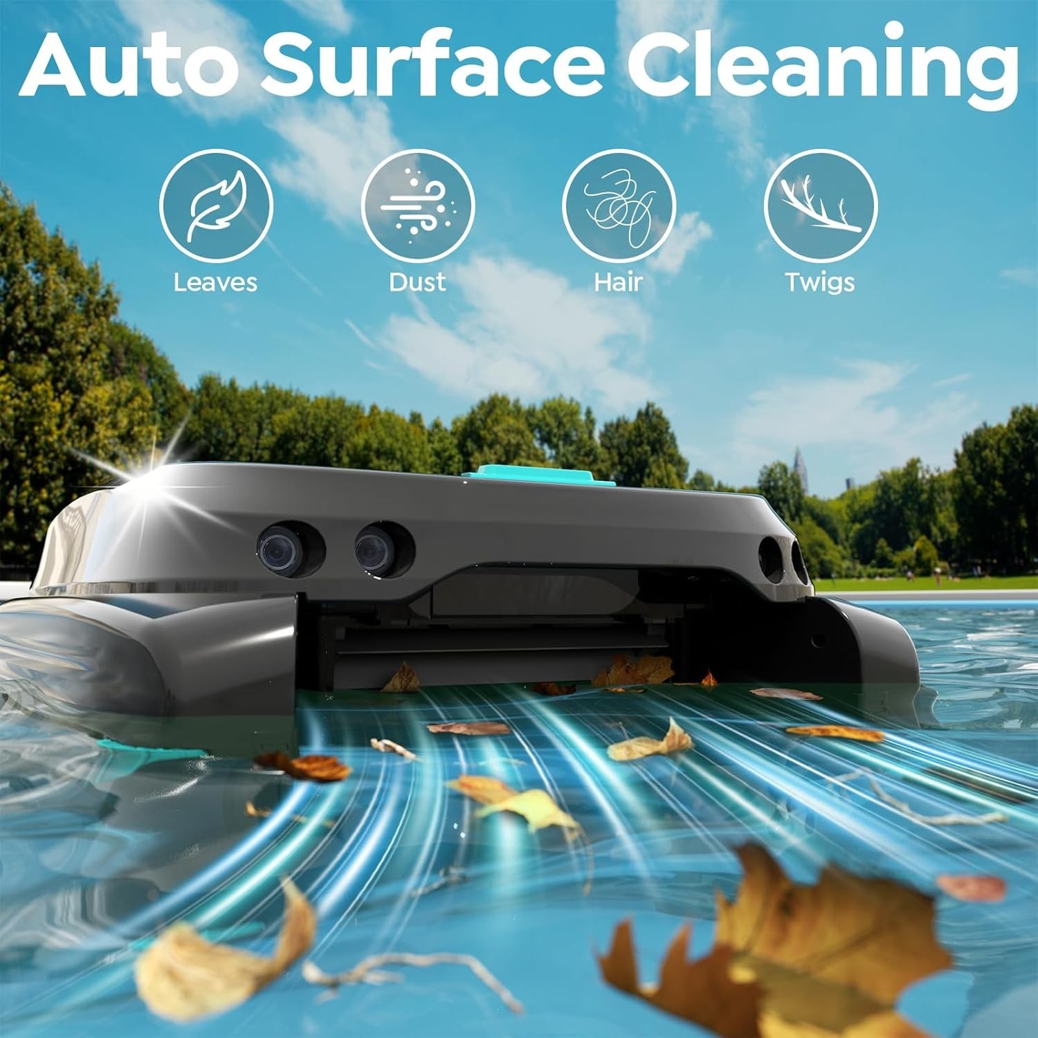 PIECO SK01 Solar Powered Auto Pool Skimmer Robotic Floating Surface Cleaner APP