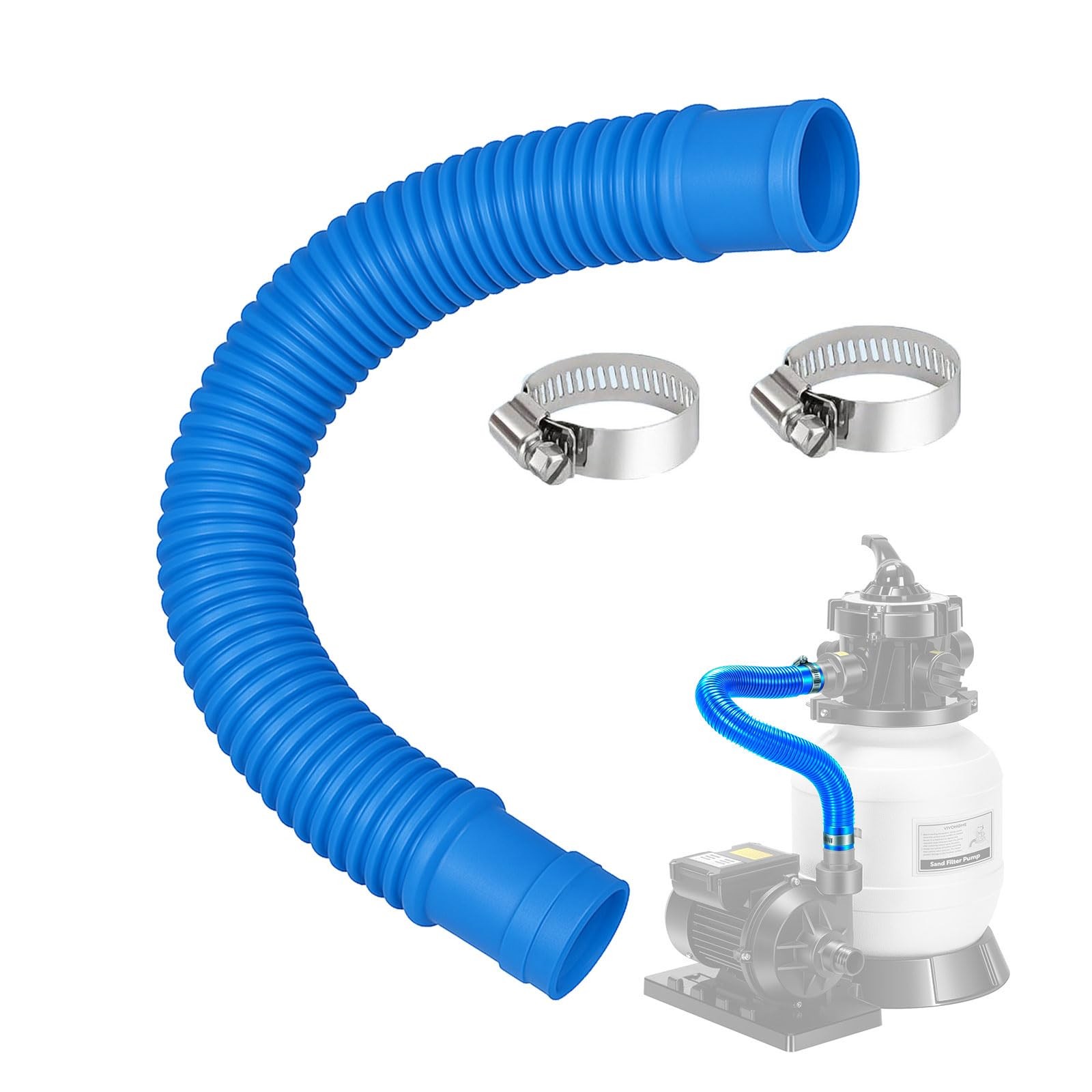 Pool Sand Filter Pump 16 inches long with a 1.25 inch diameter, Blue -1 Pack