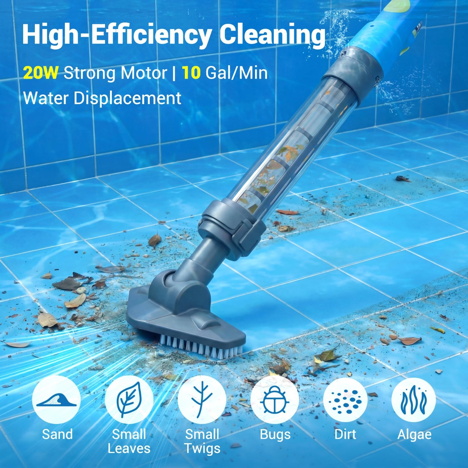 Cordless Hot Tub Vacuum Cleaner | Rechargeable Handheld Pool Cleaner for Spas &
