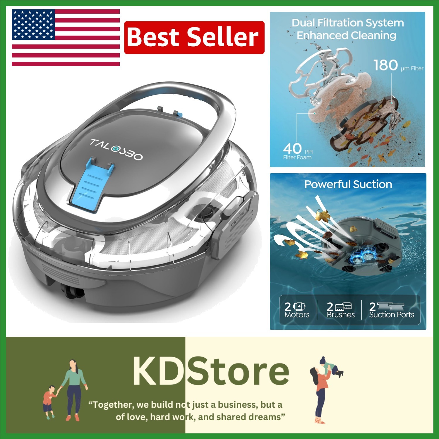 S2 Cordless Robotic Pool Cleaner – Lightweight & Efficient Dark Gray Design