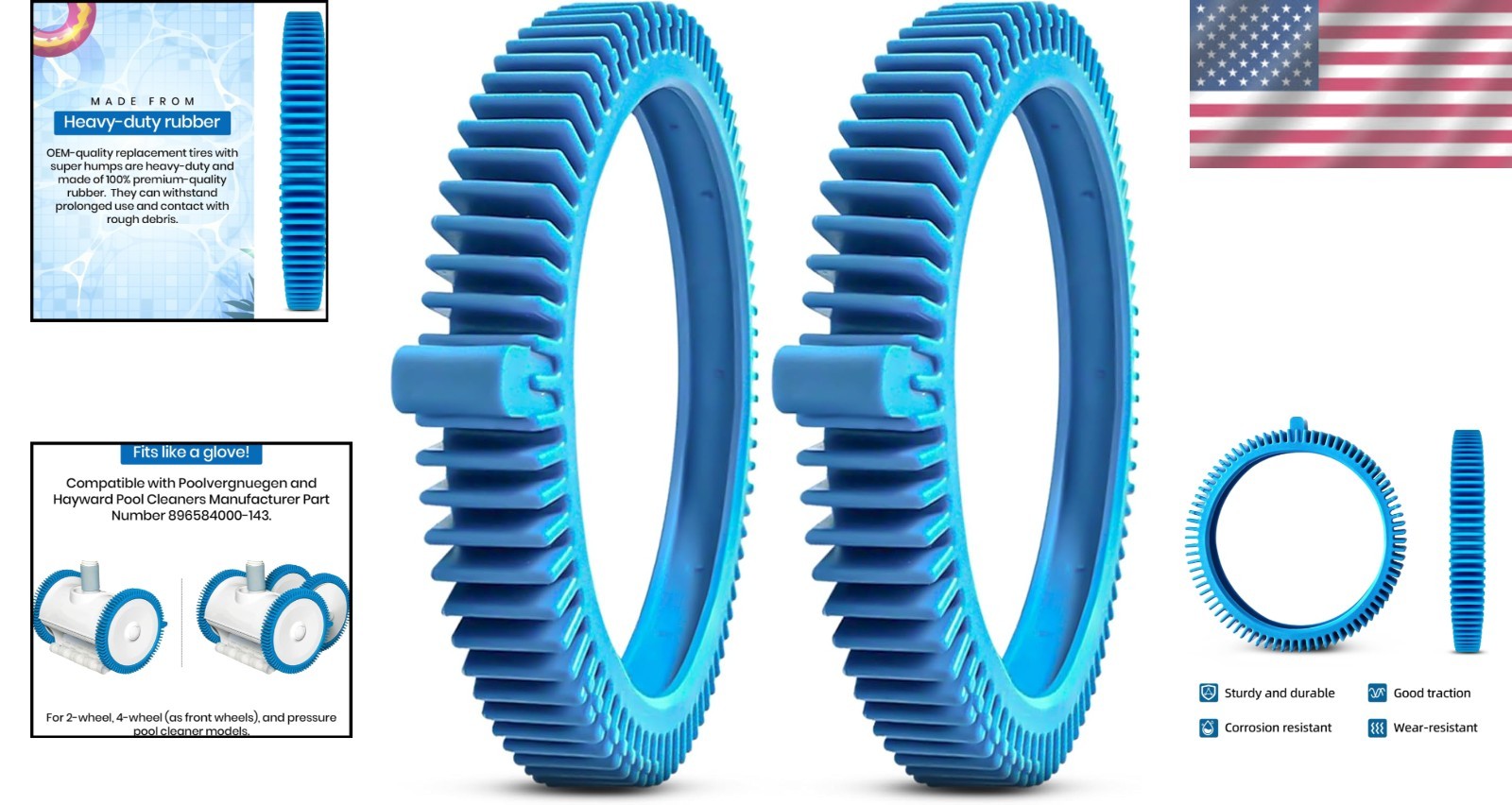 High-Quality 2-Pack Tires Compatible with Pool Cleaners – OEM #896584000-143