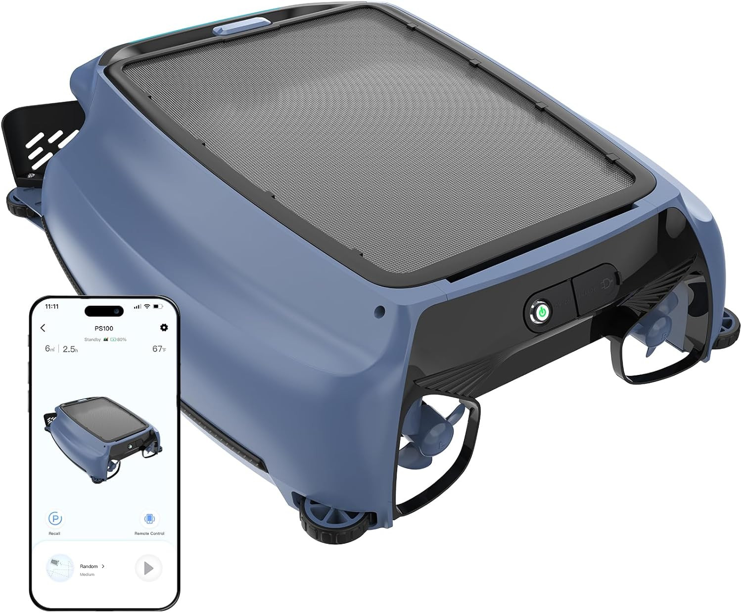 PS100 Solar Pool Skimmer Robot – Cordless, App-Controlled, 24/7 Cleaning