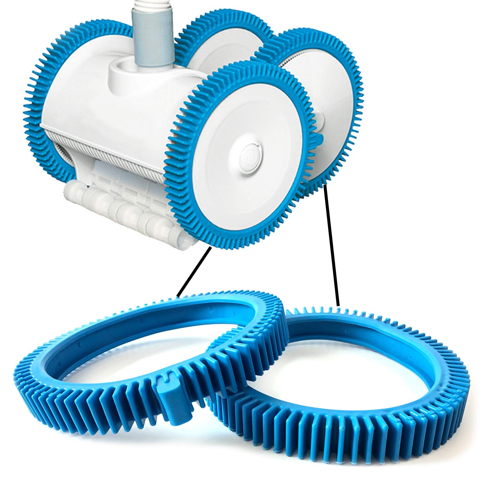 Pool Cleaner Tire Kit Front Rear Replacement for Suction Pool Cleaners