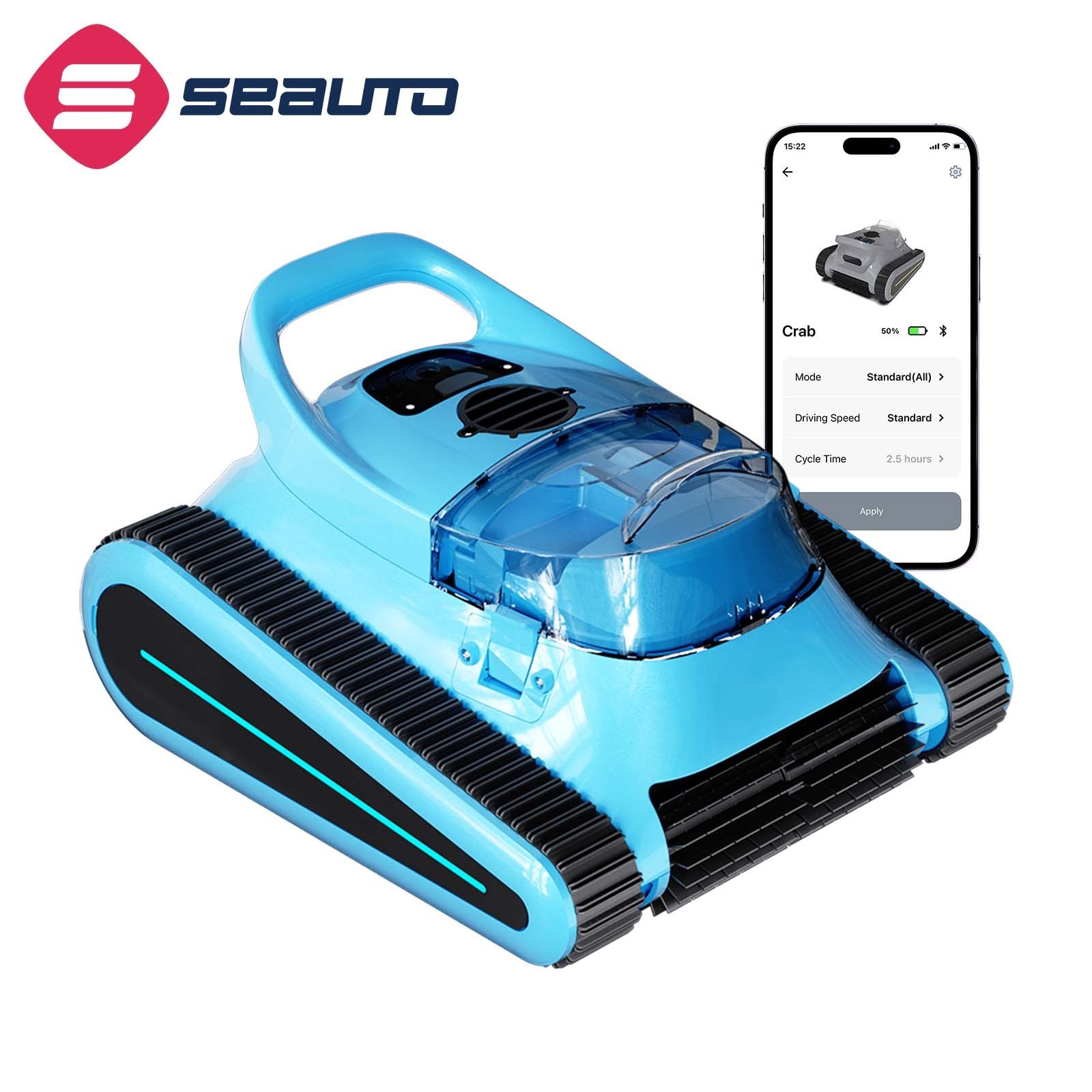 Seauto Cordless Robotic Pool Cleaner -Pool Vacuum 180W Brushless Motor with APP