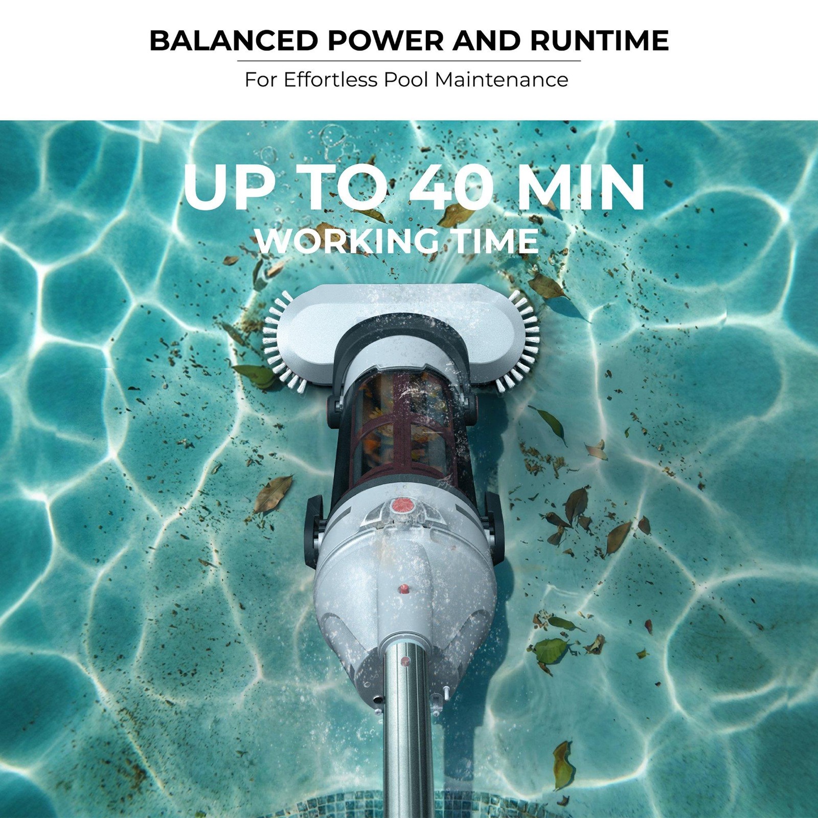 Voltera 58 Cordless Rechargeable Hi-Efficiency Handheld Pool Vacuum Cleaner