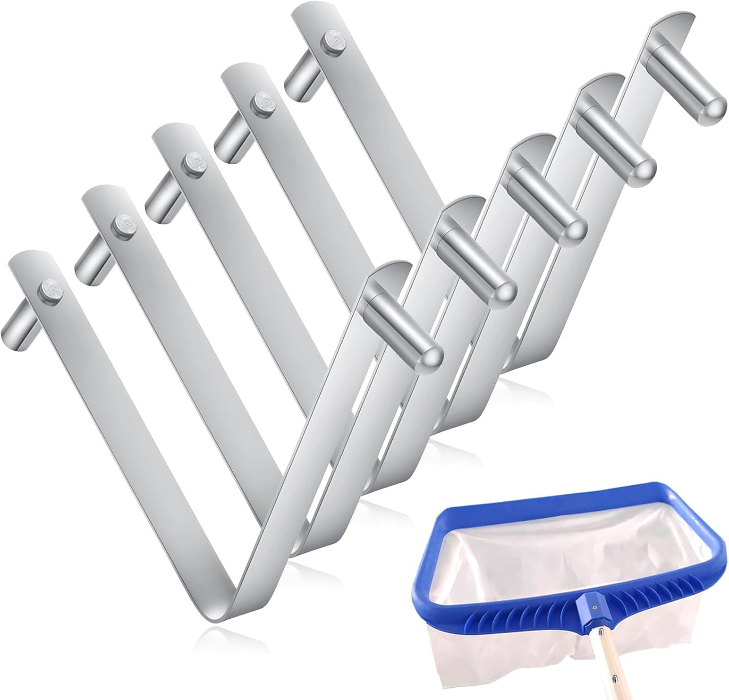 5Pcs Pool Pole Clips – 304 Stainless Steel Double Locking Clips | V-Shaped Rustp