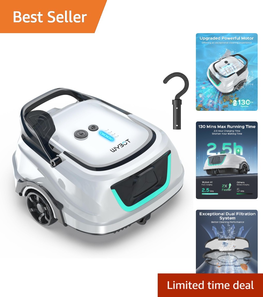 A1 Cordless Robotic Pool Cleaner – 2280 GPH Suction, 130 Min Runtime, 4 Modes