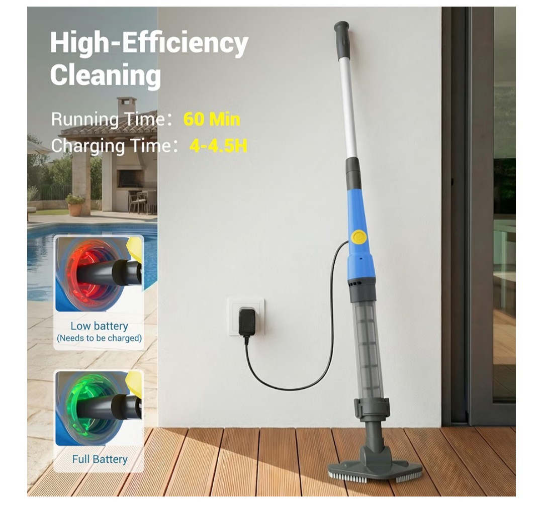 Universal Cordless Handheld Rechargeable Pool Vacuum Cleaner & Telescopic Pole