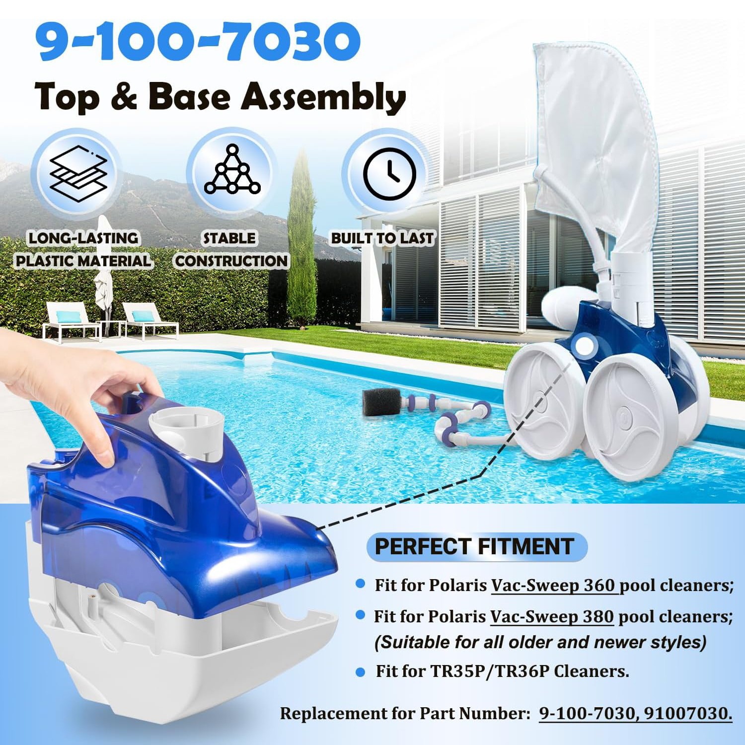 9-100-7030 Top & Base Assembly Fits for Polaris Vac-Sweep 380/360 Pool Cleaners