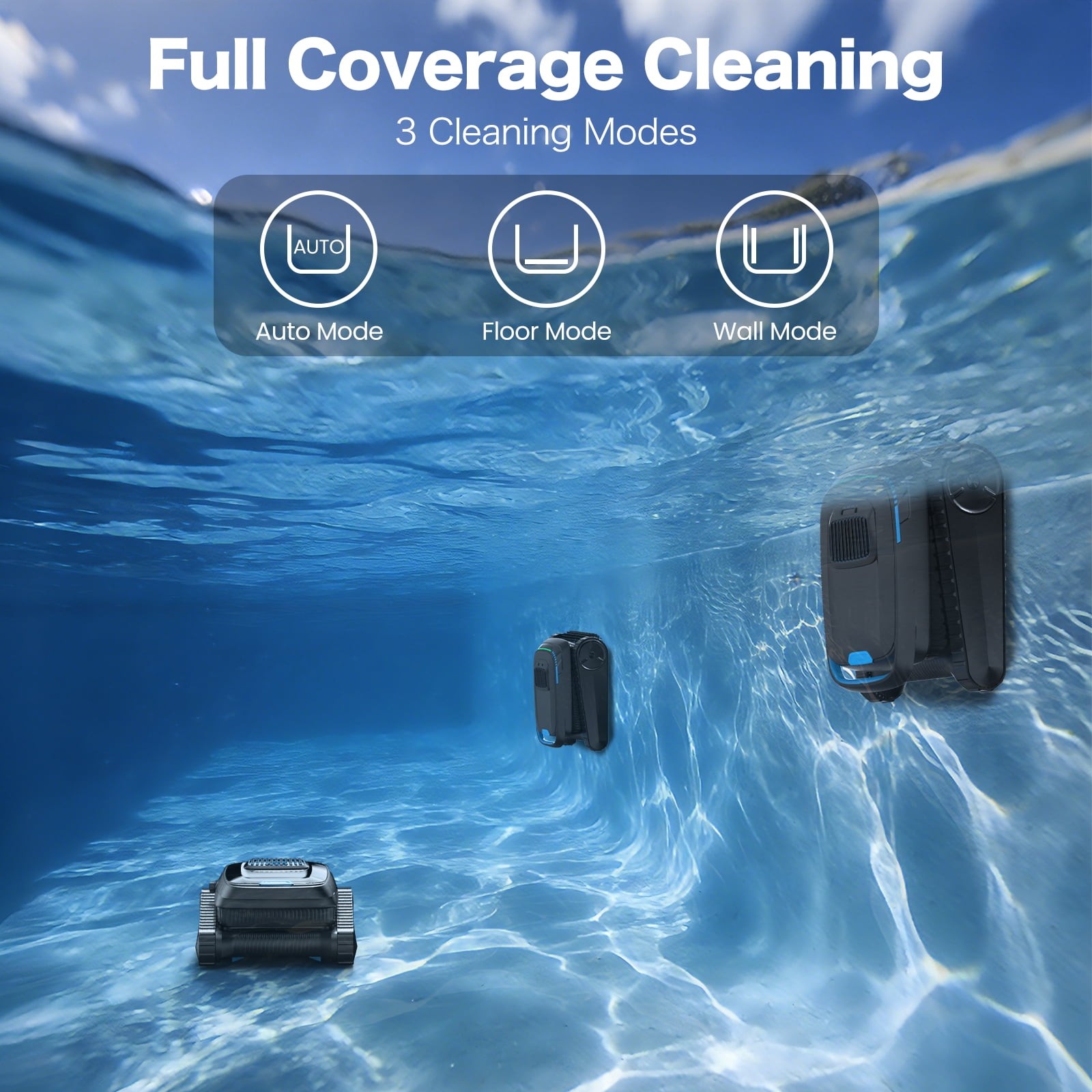 CP20 Cordless Robotic Pool Vacuum Cleaner Wall-Climbing Above & In-Ground Pools