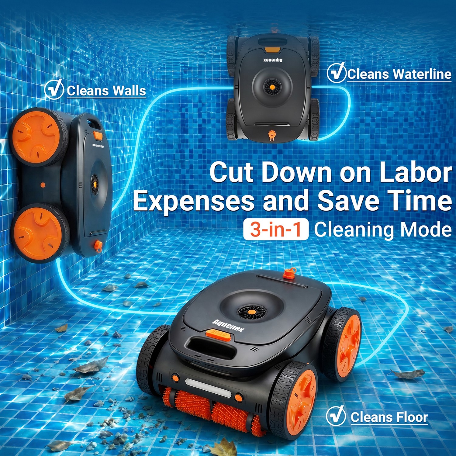 Automatic Robotic Pool Cleaner Vacuum & Robot Pool Skimmer APP&Remote Control