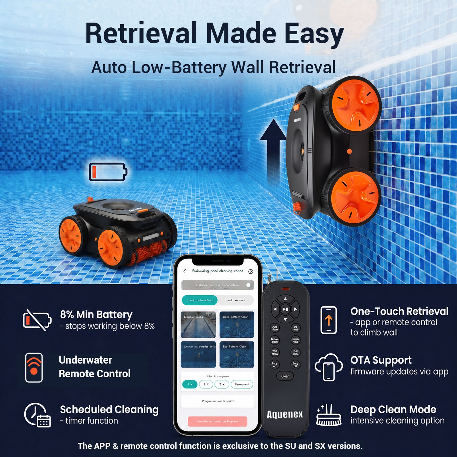Robotic Pool Cleaner, Cordless Pool Vacuum for Inground Pools,APP&Remote Control
