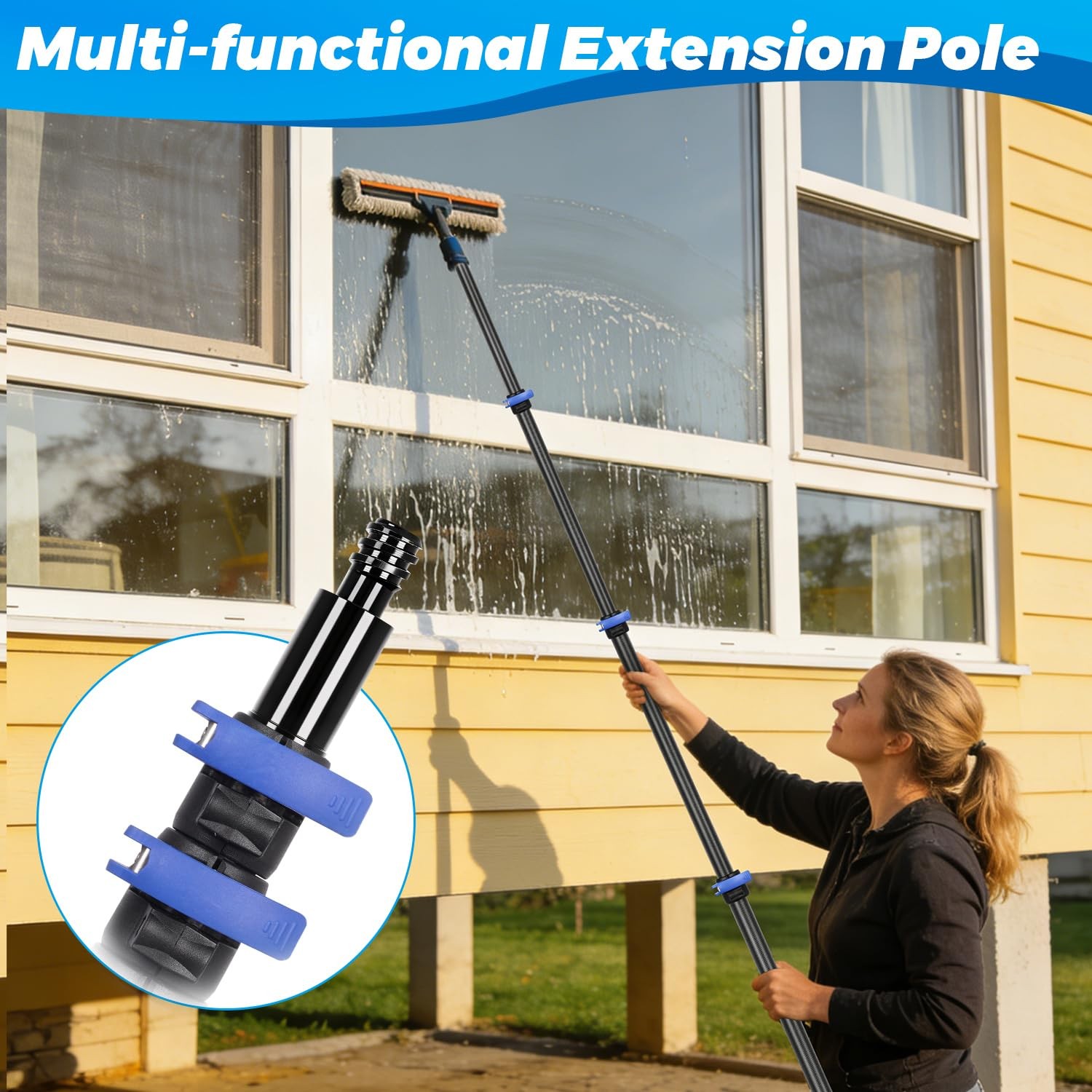 DOBEN Carbon Fiber Pool Pole, 16FT Heavy Duty Telescopic Pool Pole, Universal