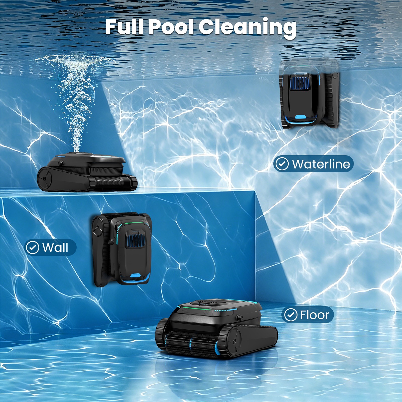 AIRROBO CP20 Wall Climbing Pool Robot for Floor Walls and Waterline, 120Min 4L