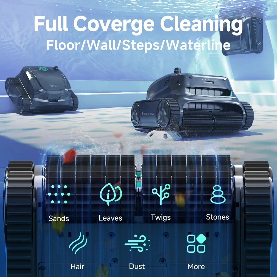WYBOT S2 Cordless Robotic Pool Cleaner, 210 Mins Runtime, 90W Powerful Suction
