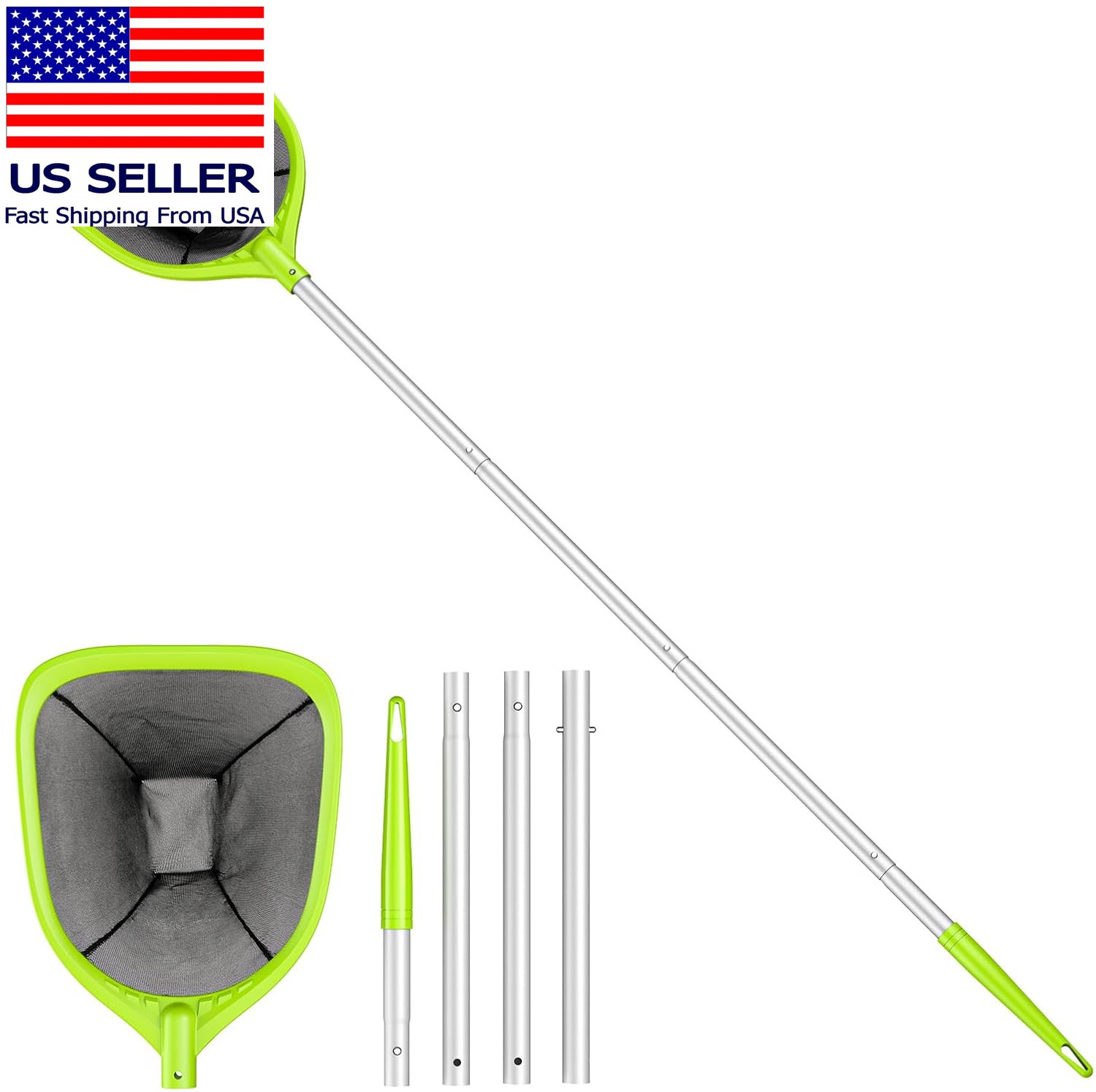 Swimming Pool Skimmer Net 57 Inches, Leaf Rake Net with 4 Section Telescopic Alu