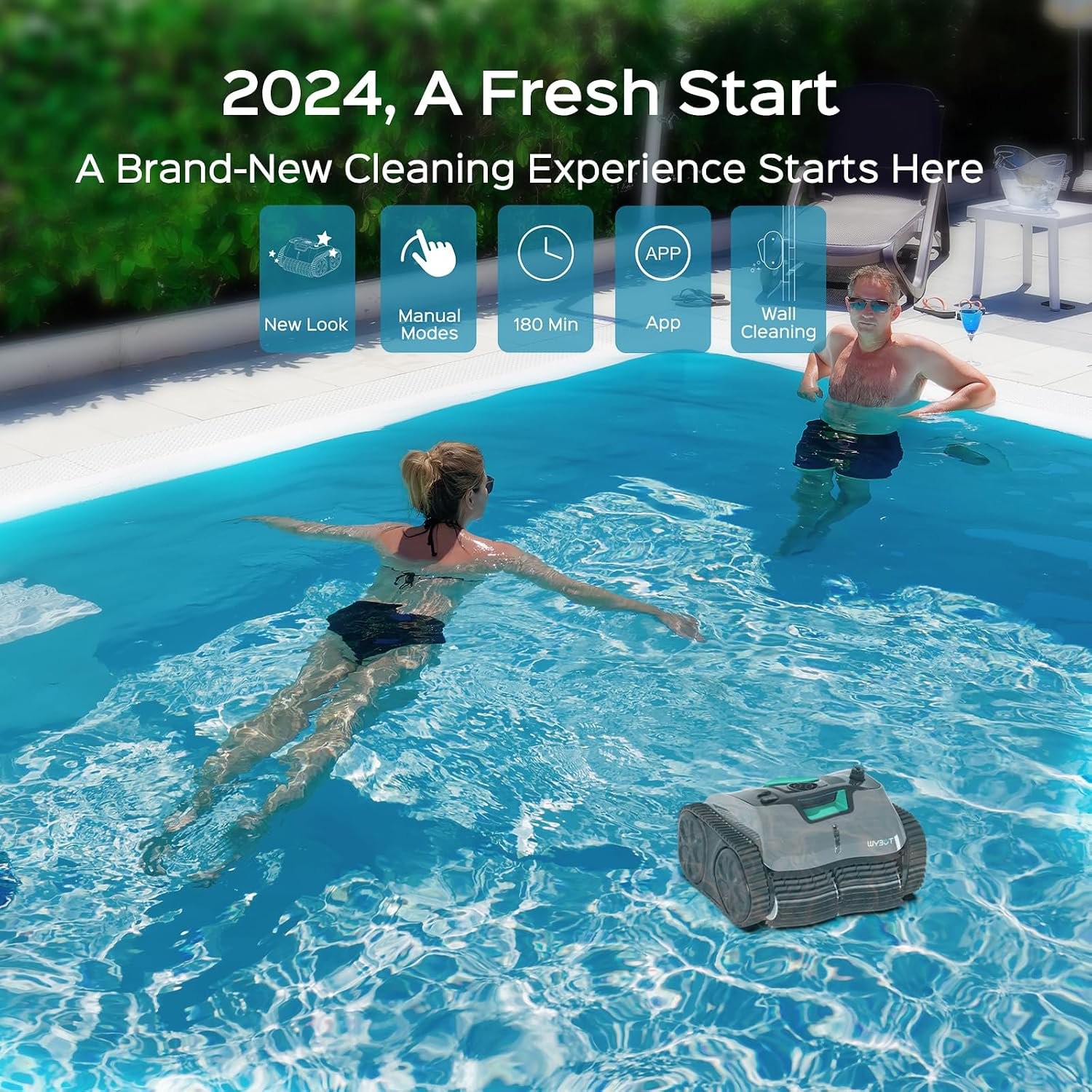 WYBOT C1PRO Pool Robot Vacuum, Smart APP Support, Auto Wall & Waterline Clean A