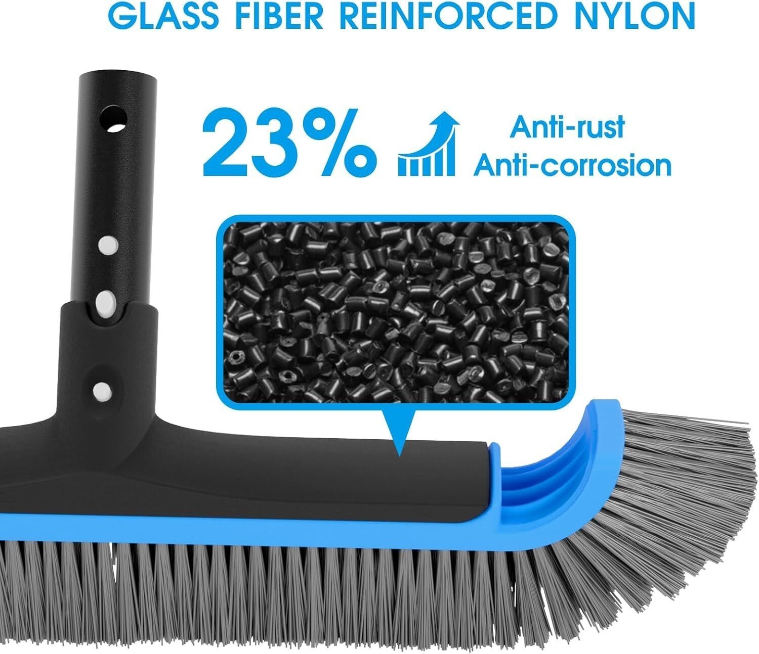 2 in 1 Pool Brush w/ 10 FT Poles 17.5” Heavy Duty Swimming Pool Brush Cleaning