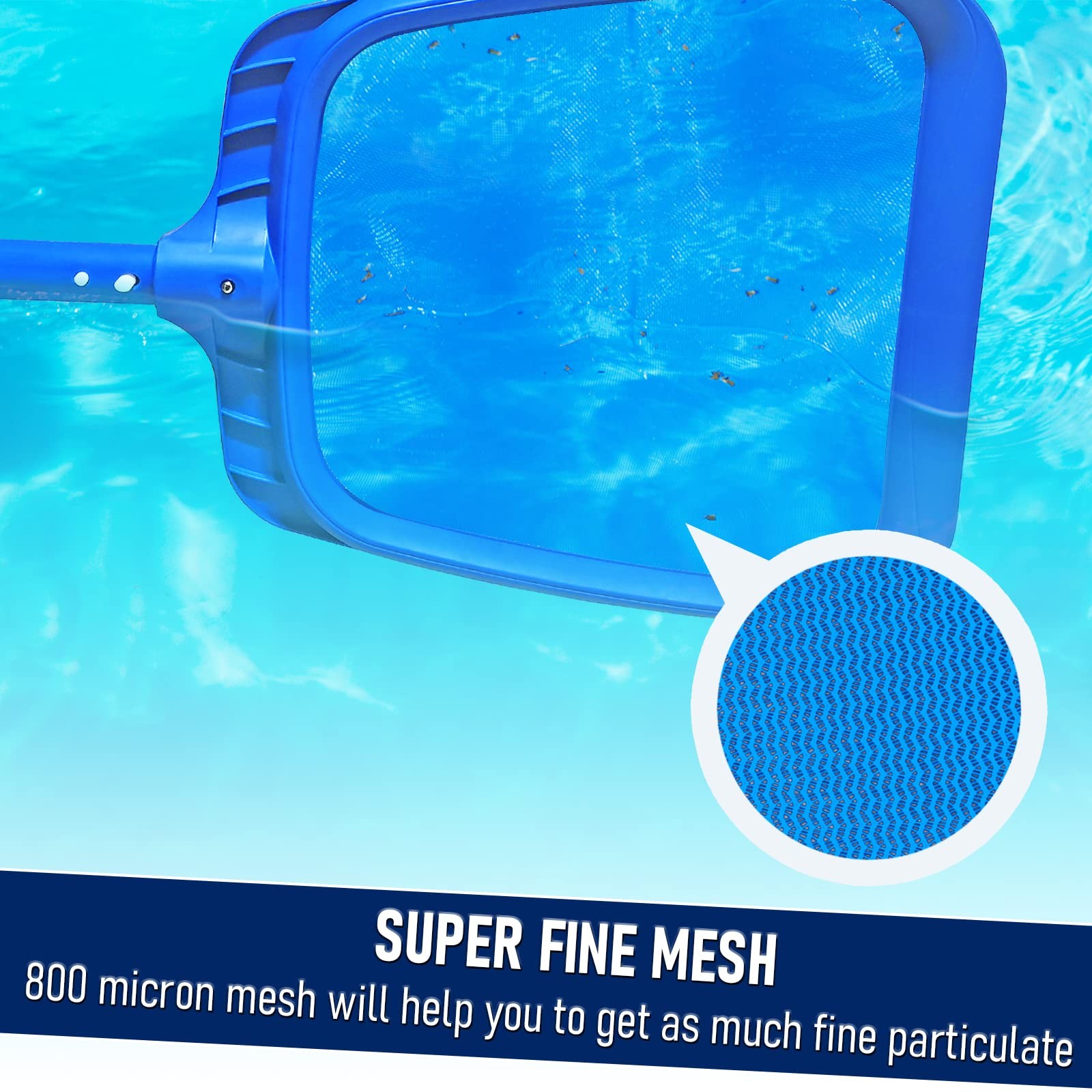 Heavy Duty Pool Skimmer Net ABS Plastic Reinforced Handle 19.5×13.5 Inch Cleanin