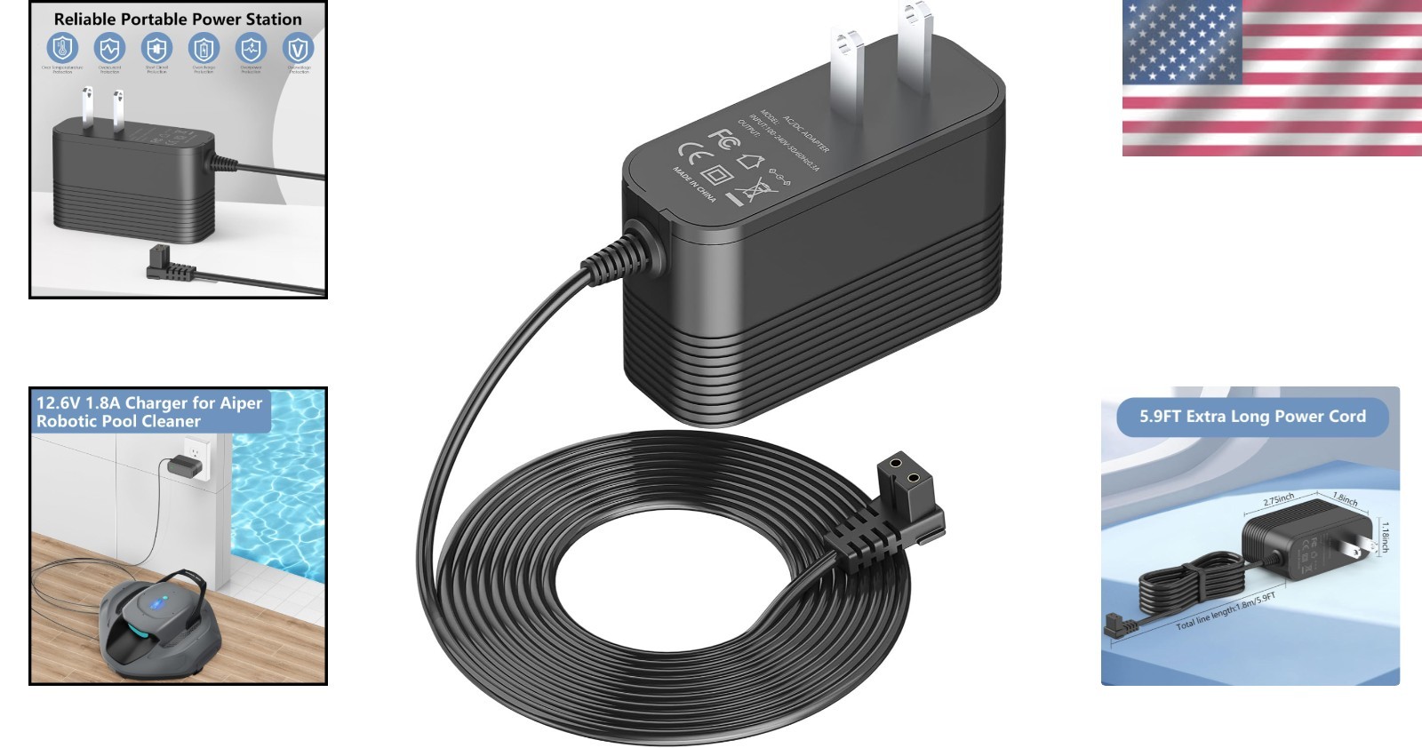 Reliable 12.6V Charger for Aiper Robotic Pool Cleaner Models SE 600, 1000