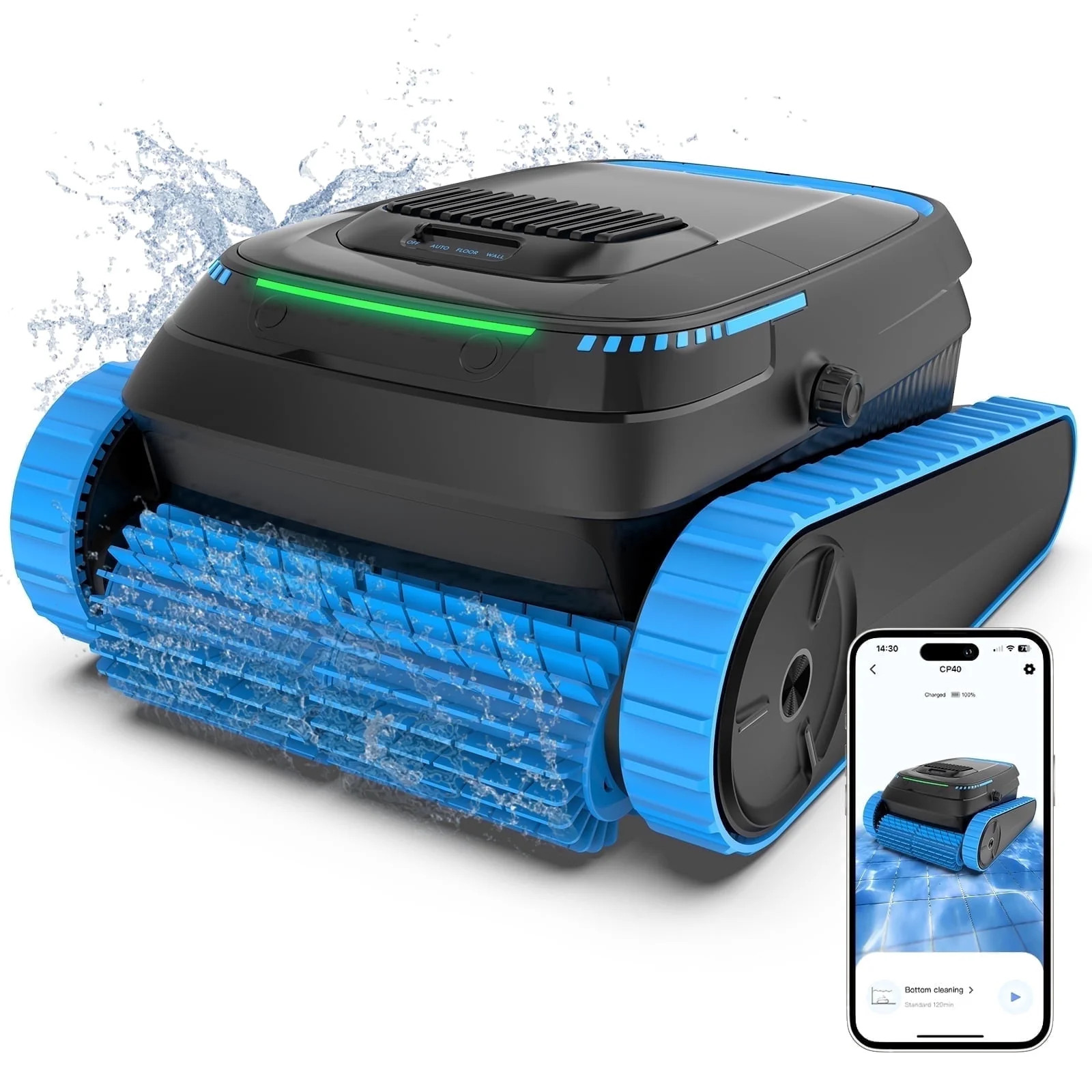 CP40 Cordless Robotic Pool Cleaner with Wall Climbing, 120-Min Runtime