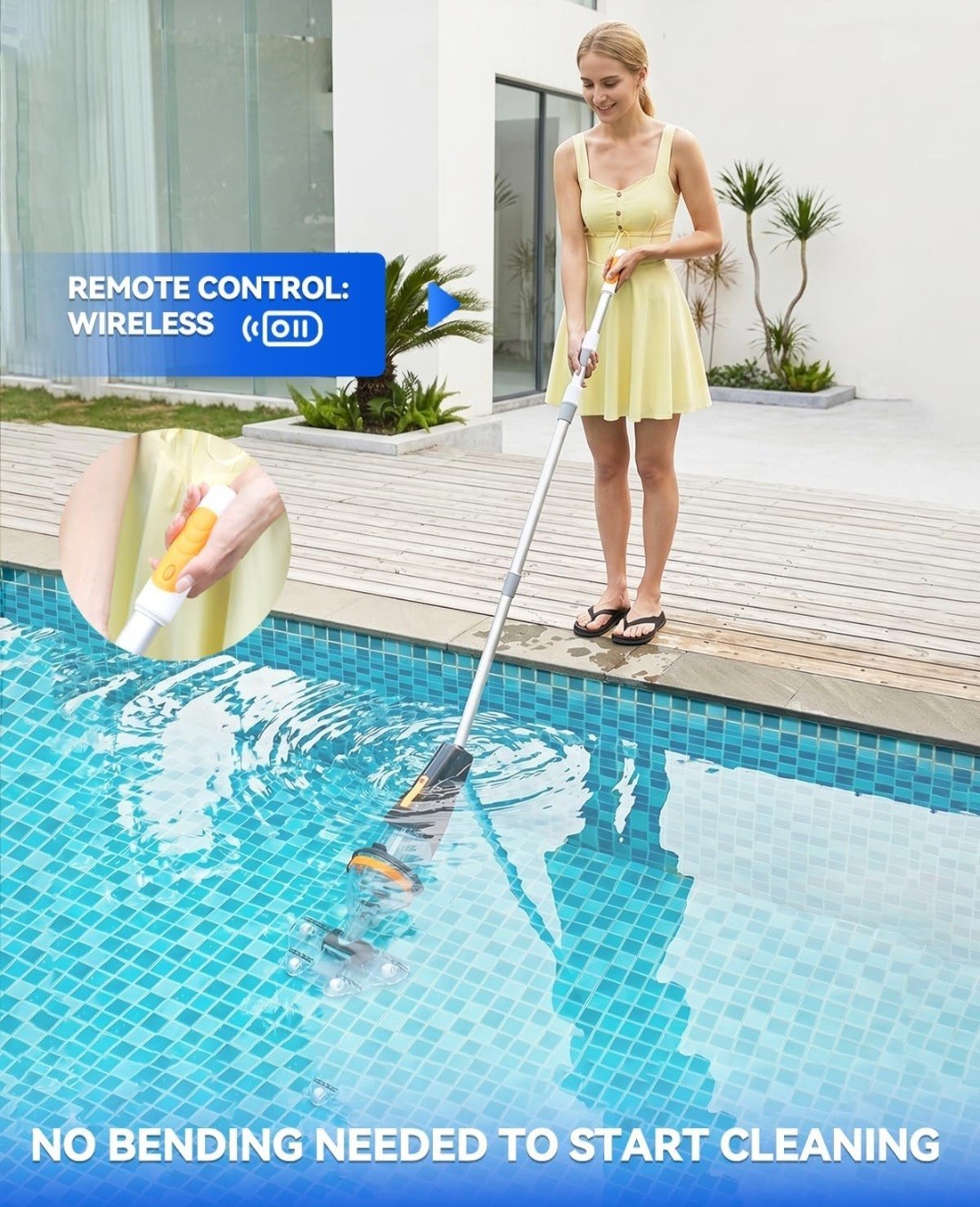 Wireless Remote Pool Vacuum, Cordless Pool Vacuum for Above Ground & Inground Po