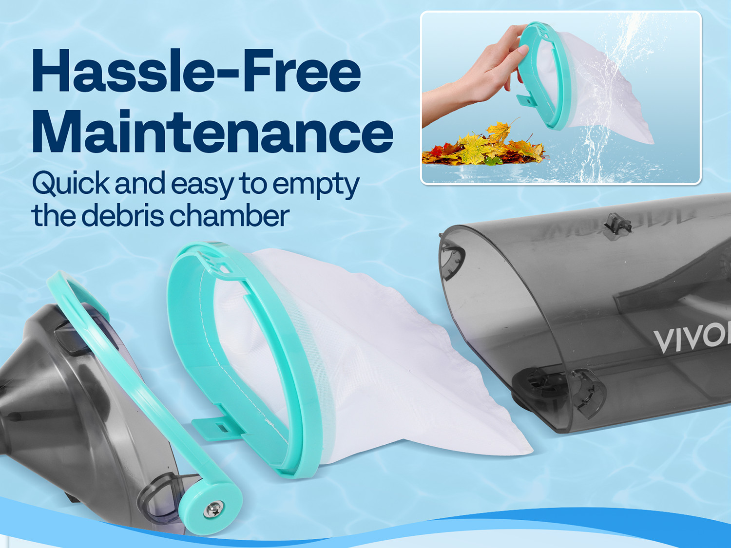 Cordless Rechargeable Pool Vacuum Handheld Cleaner w/ Telescopic Pole 60min IPX8