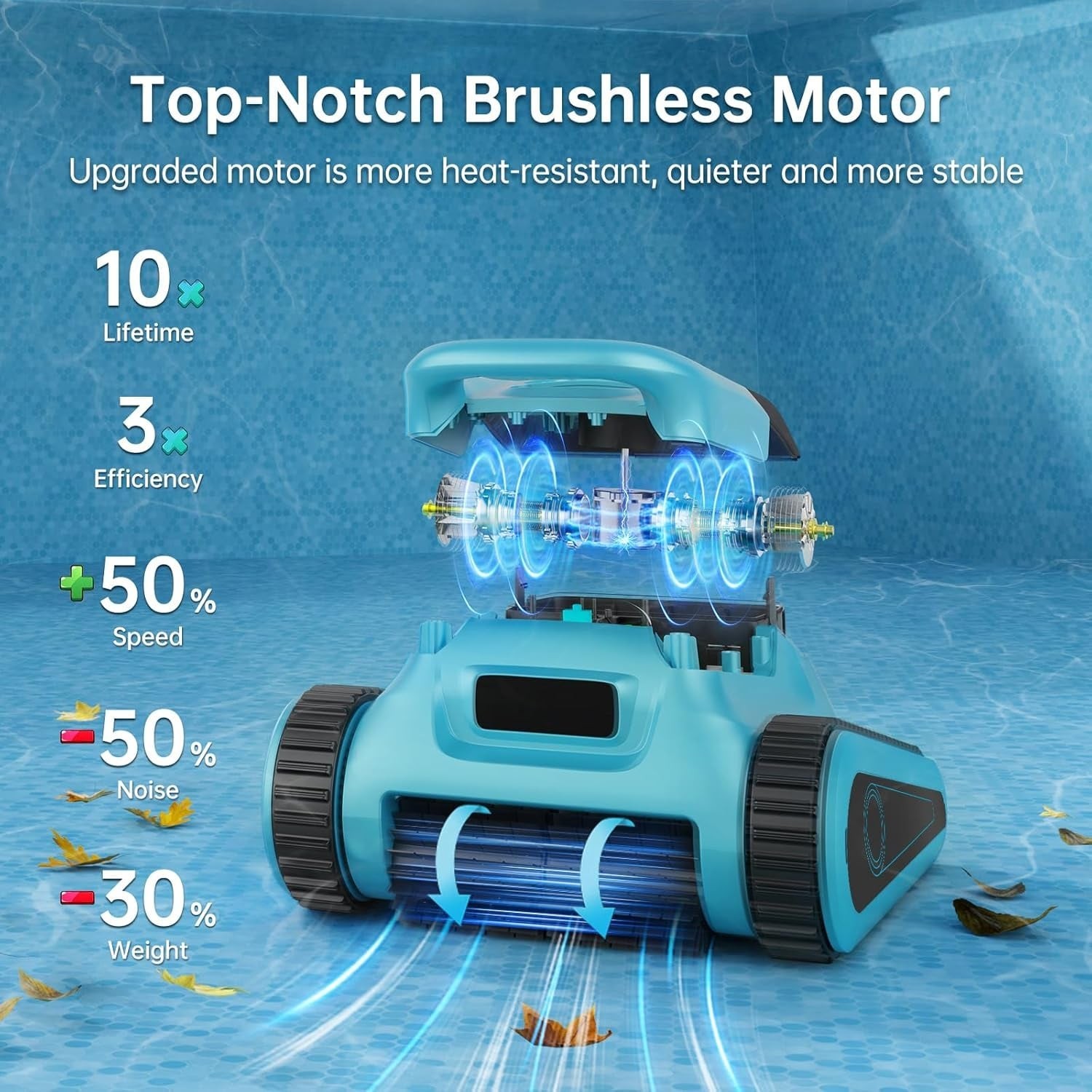 Cordless Robotic Pool Cleaner, Smart Navigation, 150min Runtime, 180W