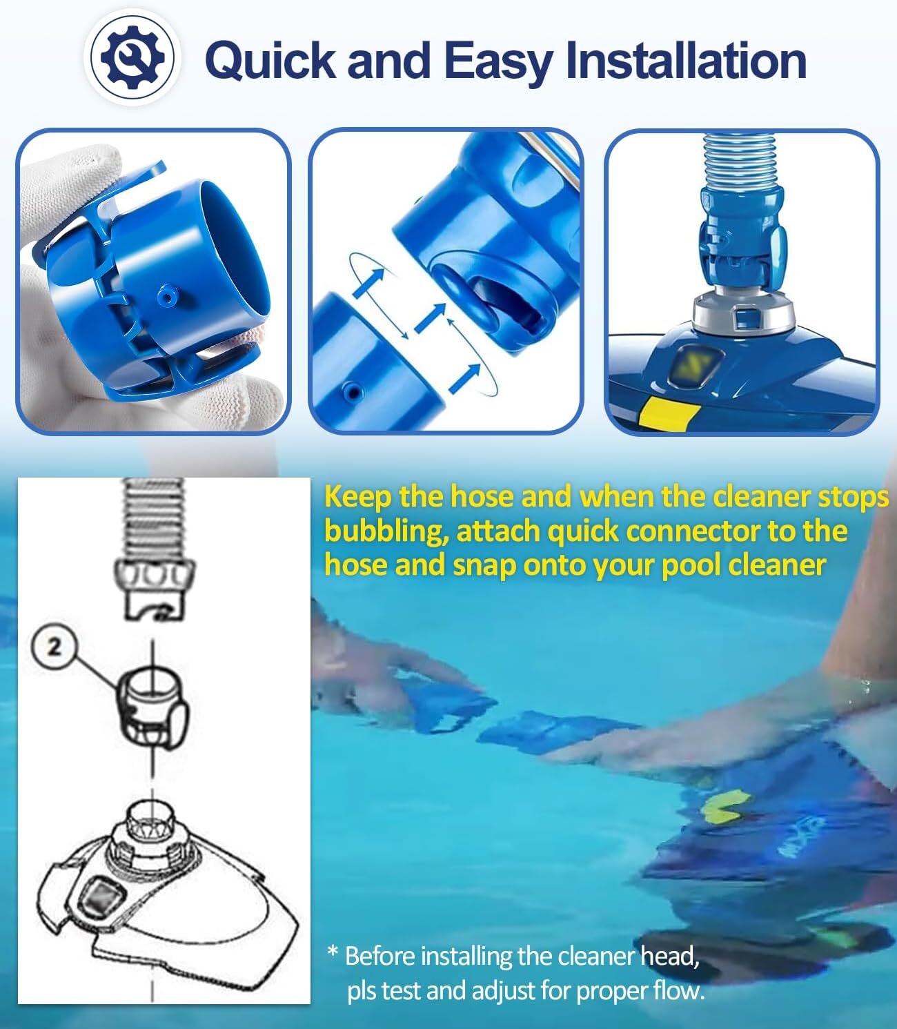 For Zodiac R0526900 Quick Connector fit Baracuda MX6 MX8 T5 Duo Suction Cleaner
