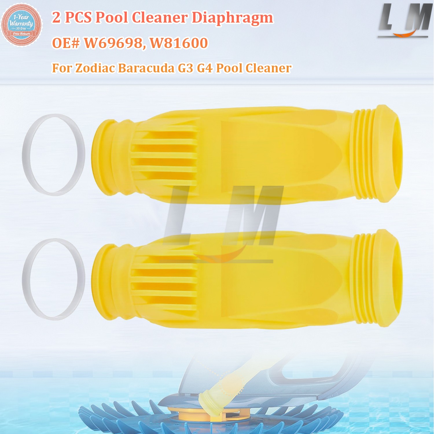 2 Pack W69698 Pool Cleaner Diaphragm For Zodiac Baracuda G3 G4 Alpha 2 / Alpha 3