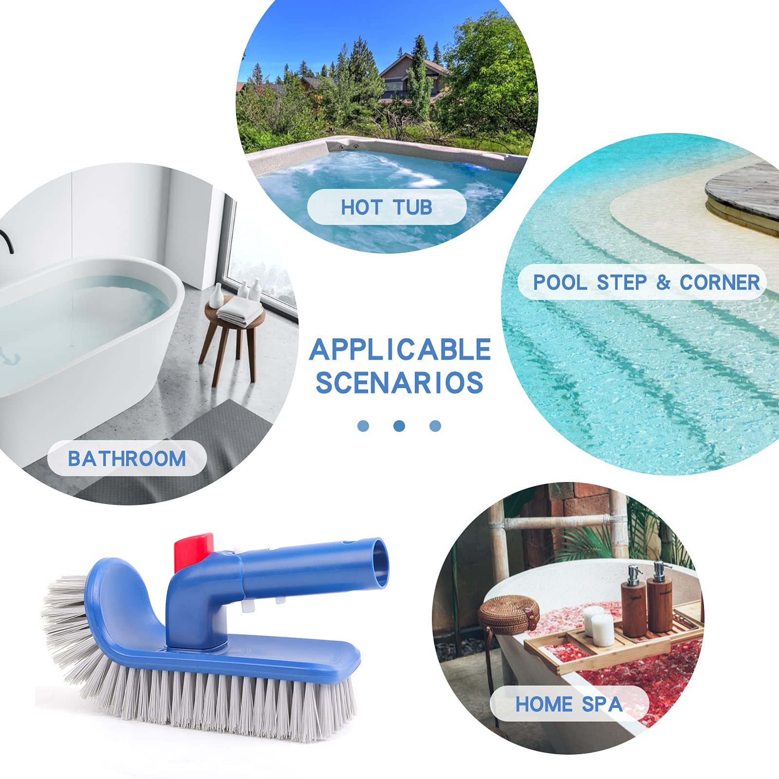 Pool Brush Head for Cleaning Walls, Steps, Corners – Inground & Above Ground